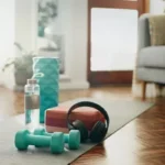 A home workout space with gym equipment, emphasizing the importance of recovery and physical therapy.