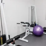 Rehabilitation equipment in a modern gym, highlighting tools for sports injury recovery and fitness.